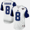 Dallas Cowboys #8 Troy Aikman White 1994 Mitchell Ness Throwback Stitched Jersey
