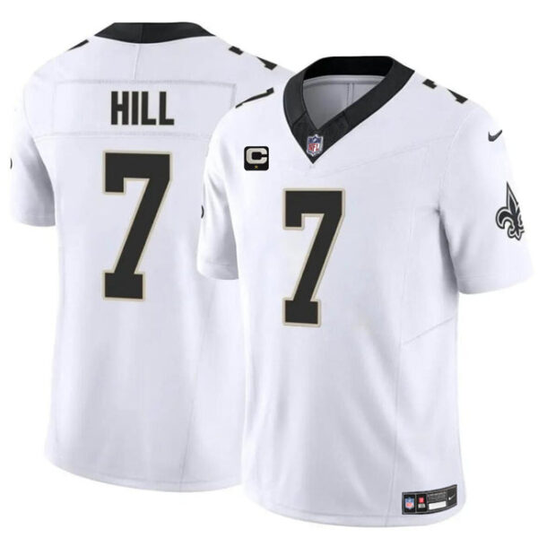 New Orleans Saints #7 Taysom Hill White 2024 FUSE With 1 Star C Patch Vapor Jersey