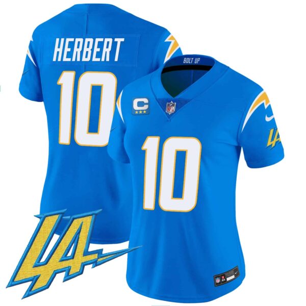 Women's Chargers Vapor Limited Jersey V2 - All Stitched - Powder Blue - Justin Herbert