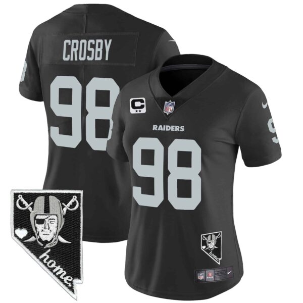 Women's Raiders Nevada Home Patch Vapor Jersey - All Stitched - Black - Maxx Crosby