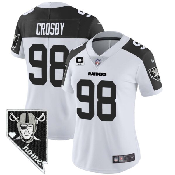 Women's Raiders Nevada Home Patch Vapor Jersey - All Stitched - Inverted - Maxx Crosby