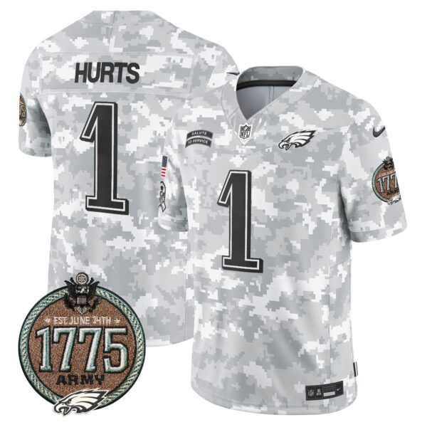 Eagles 2024 Salute to Service Establishment Year Patch Vapor Limited Jersey - All Stitched - Army - Jalen Hurts Jersey