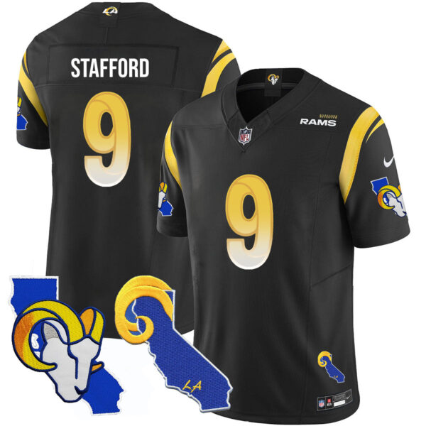Los Angeles Rams 2025 Vapor Limited Jersey - All Stitched - Black - Matthew Stafford Jersey