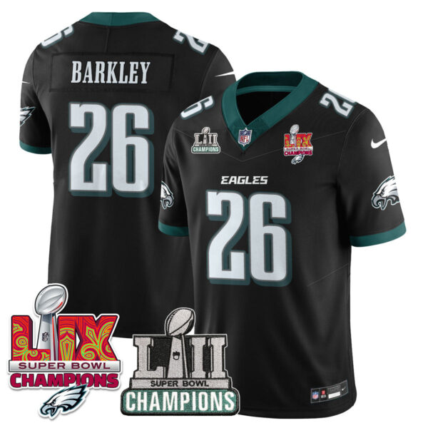 Philadelphia Eagles LII-LIX Super Bowl Champions Vapor Limited Jersey - All Stitched - Black - Saquon Barkley Jersey