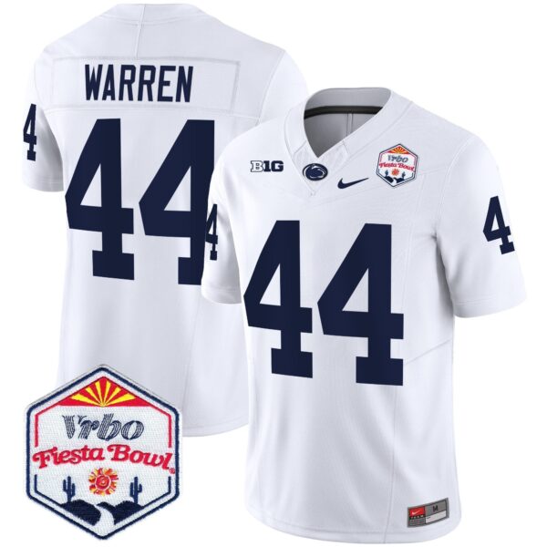 Penn State Nittany Lions 2024 The Fiesta Bowl Patch Vapor Limited Jersey - All Stitched - White - Tyler Warren Jersey