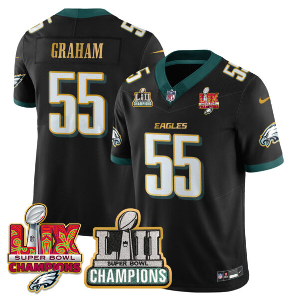 Philadelphia Eagles LII-LIX Super Bowl Champions Vapor Limited Gold Jersey - All Stitched - Black - Brandon Graham Jersey