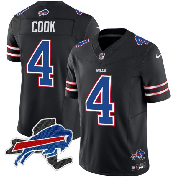 Bills New York Patch Vapor Limited Jersey - All Stitched - Black - James Cook Jersey