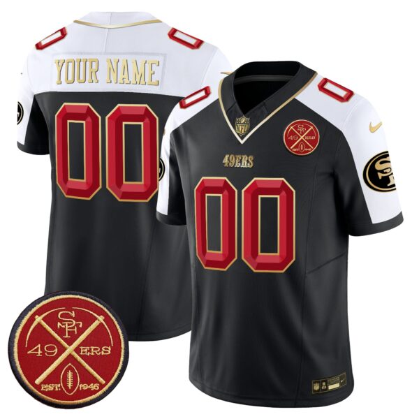 49ers Est.1946 Patch Vapor Limited Custom Jersey V2 - All Stitched - Black Alternate Jersey
