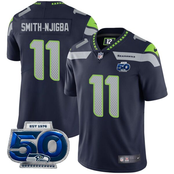 Seattle Seahawks 50th Season Vapor Limited Jersey - All Stitched - Navy - Jaxon Smith-Njigba Jersey