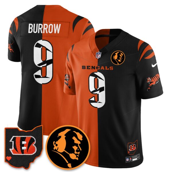 Cincinnati Bengals Vapor Limited Jersey - John Madden Patch - All Stitched - Black Orange - Joe Burrow Jersey