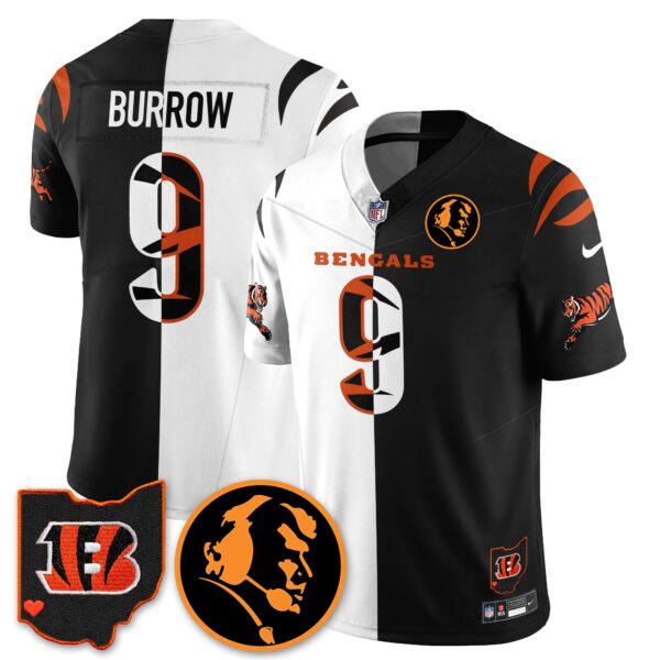 Cincinnati Bengals Vapor Limited Jersey - John Madden Patch - All Stitched - Black White - Joe Burrow Jersey