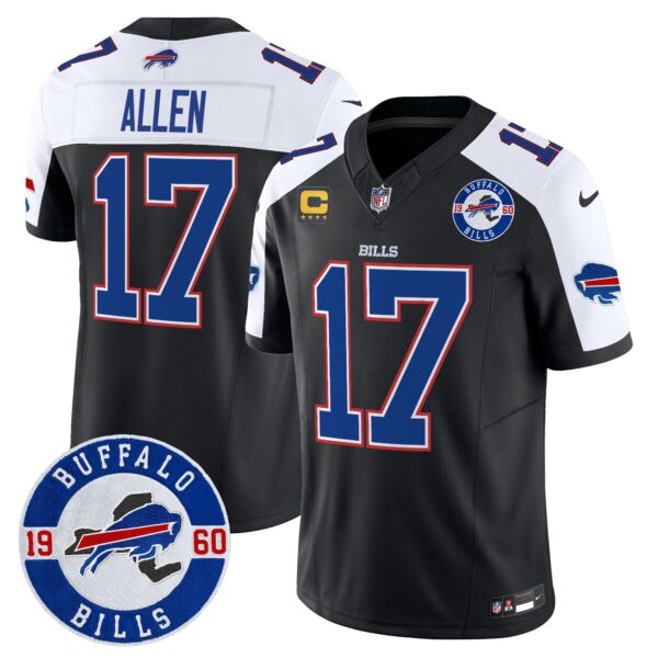 Buffalo Bills 2024 Vapor Limited Jersey - Est. 1960 Patch - All Stitched - Black Alternate - Josh Allen Jersey