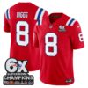 New England Patriots 6-Time Champions Patch Vapor Limited Jersey - All Stitched - Red - Stefon Diggs Jersey