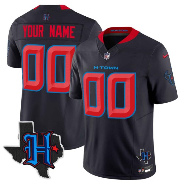 Houston Texans 2024 Texas Patch Vapor Limited Custom Jersey – All Stitched – Men – Navy Limited