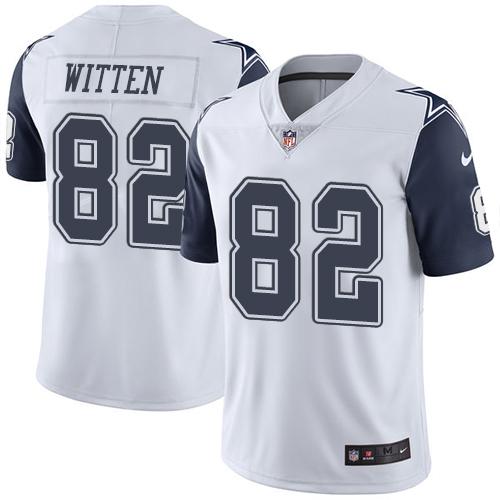 Nike Cowboys #82 Jason Witten White Men’s Stitched NFL Limited Rush Jersey