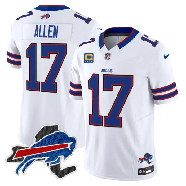 Mens Buffalo Bills New York Patch Vapor Limited Jersey V3 Josh Allen Jersey White