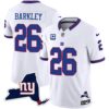 Men’s Giants New York State Map Patch Limited Jersey V2 – All Stitched – White – Saquon Barkley
