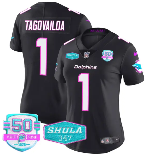 Womens Miami Dolphins Miami Vice Vapor Limited Jersey V2 Tua Tagovailoa Jersey Black