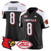 Men’s Louisville Cardinals 2024 Vapor Limited Jersey – All Stitched – Black Alternate – Lamar Jackson