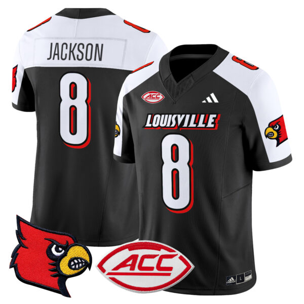 Men’s Louisville Cardinals 2024 Vapor Limited Jersey – All Stitched – Black Alternate – Lamar Jackson