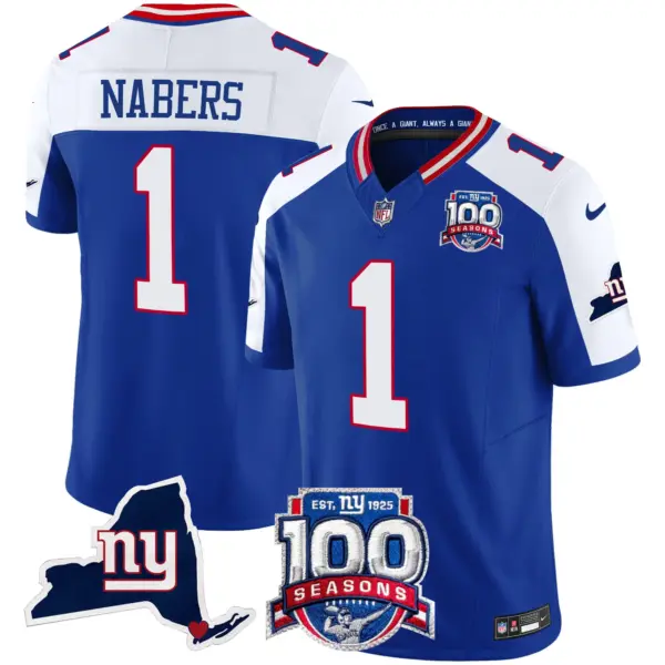 Mens New York Giants 100Th Season State Patch Vapor Limited Jersey Malik Nabers Jersey Royal Alternate