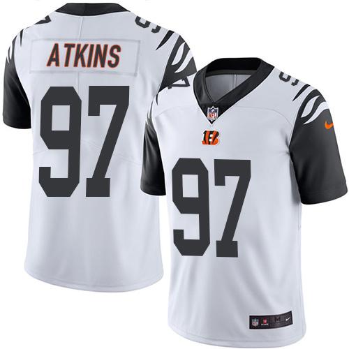 Nike Bengals #97 Geno Atkins White Men’s Stitched NFL Limited Rush Jersey