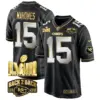 Mens Kansas City Chiefs Super Bowl LVIII Back 2 Back Gold Game Jersey Patrick Mahomes Jersey Black Limited