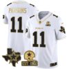 Men’s Cowboys Texas Patch Gold Vapor Jersey – All Stitched – White Gold – Micah Parsons