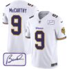Men’s Vikings Bud Grant Patch Classic Limited Jersey V6 – All Stitched – White – J.J. McCarthy