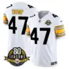 Mens Pittsburgh Steelers 80Th Anniversary Patch Vapor Limited Jersey Donald Trump Jersey 1975 White