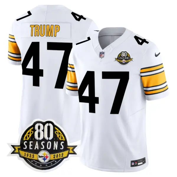 Mens Pittsburgh Steelers 80Th Anniversary Patch Vapor Limited Jersey Donald Trump Jersey 1975 White