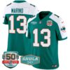 Men’s Dolphins Throwback Shula 347 Patch Vapor Jersey – All Stitched – Aqua Alternate – Dan Marino
