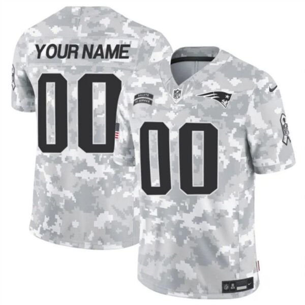 New England Patriots Active Player Custom 2024 FUSE Arctic Camo Salute To Service Limited Football Stitched Jersey