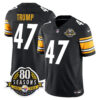 Pittsburgh Steelers 80th Anniversary Patch Vapor Limited Jersey – All Stitched – Black – Donald Trump Jersey