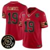 Men’s 49ers Faithful To The Bay Patch Vapor Limited Jersey V6 – All Stitched – Black Scarlet – Deebo Samuel