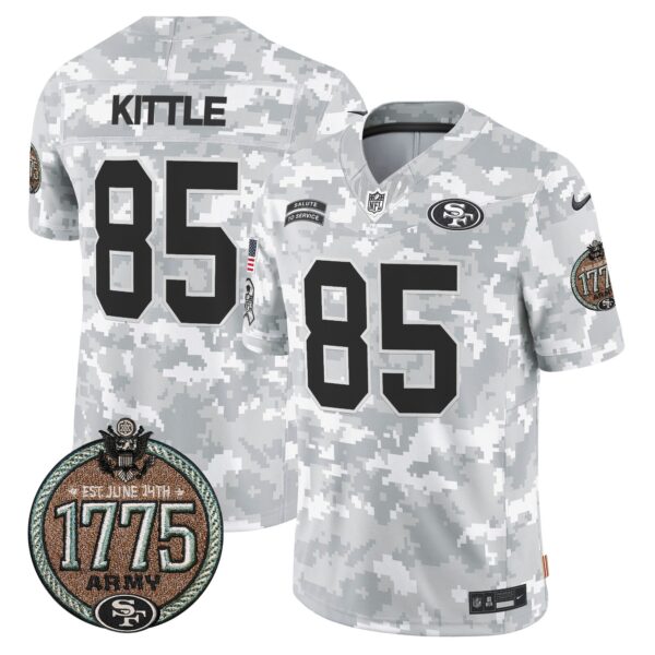 49ers 2024 Salute to Service Establishment Year Patch Vapor Limited Jersey – All Stitched – Army – George Kittle Jersey