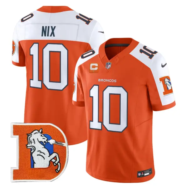 Mens Denver Broncos Throwback Vapor Limited Jersey V2 Bo Nix Jersey Orange Alternate