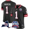 Mens New York Giants 100Th Season State Patch Vapor Limited Jersey Malik Nabers Jersey Black