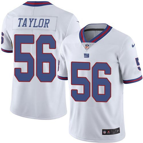Nike Giants #56 Lawrence Taylor White Men’s Stitched NFL Limited Rush Jersey