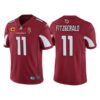 Men’s Arizona Cardinals #11 Larry Fitzgerald Red With C Patch & Walter Payton Patch Limited Stitched Jersey