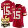 Men’s Chiefs Super Bowl LVIII & Back 2 Back Gold Patch Vapor Jersey – All Stitched – Red – Patrick Mahomes