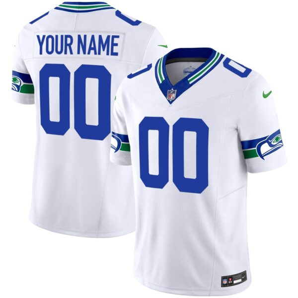 Seahawks Throwback Vapor Limited Custom Jersey – All Stitched – Men – White