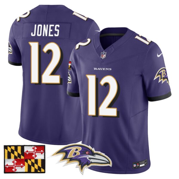 Baltimore Ravens 2024 Maryland Flag Vapor Limited Jersey – All Stitched – Purple – Jacoby Jones Jersey