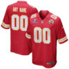 Kansas City Chiefs Super Bowl LVIII Patch Game Men Custom Jersey – Red