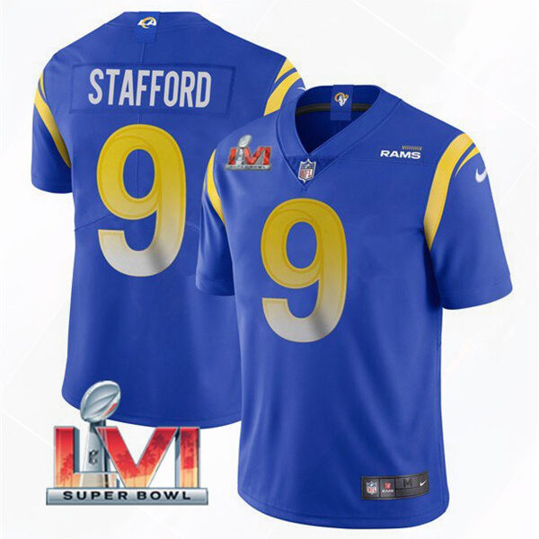 Men’s Los Angeles Rams #9 Matthew Stafford 2022 Royal Super Bowl LVI Vapor Limited Stitched Jersey