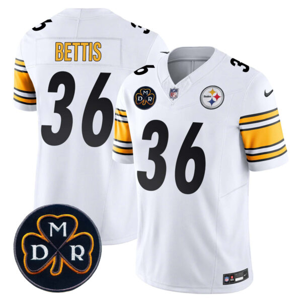 Men’s Steelers DMR Patch Vapor Limited Jersey – All Stitched – White – Jerome Bettis