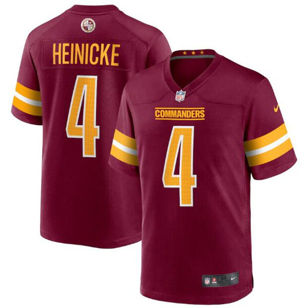 Men’s Washington Commanders #4 Taylor Heinicke 2022 Burgundy Game Stitched Jersey