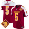 Men’s Washington Commanders 90th Anniversary Patch Vapor Limited Jersey – All Stitched – Burgundy Alternate – Jayden Daniels