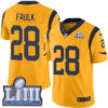 #28 Limited Marshall Faulk Gold Nike NFL Men’s Jersey Los Angeles Rams Rush Vapor Untouchable Super Bowl LIII Bound