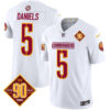 Men’s Washington Commanders 90th Anniversary Patch Vapor Limited Jersey – All Stitched – White – Jayden Daniels